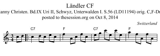 L&auml;ndler CF - staff notation