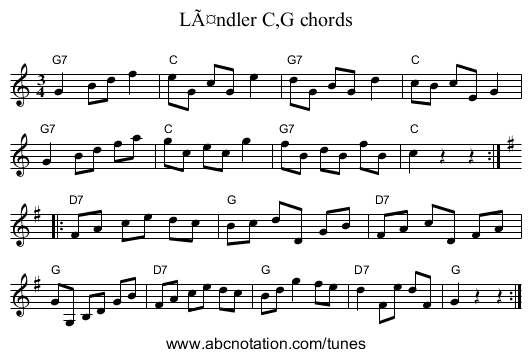 LÃ¤ndler C,G chords - staff notation
