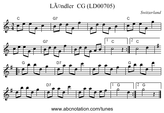 LÃ¤ndler  CG (LD00705) - staff notation