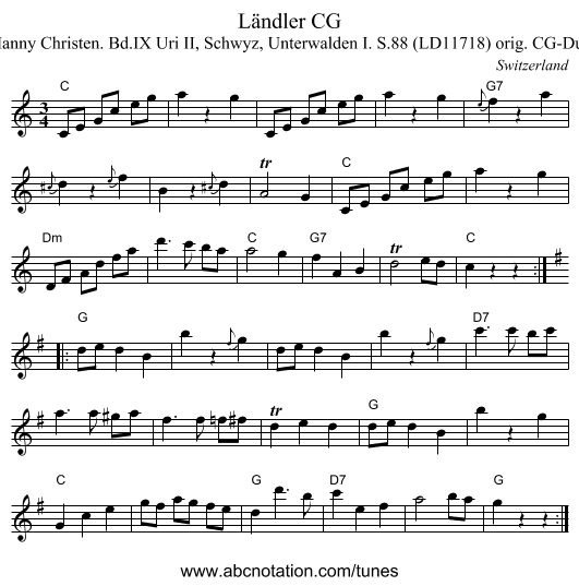 L&auml;ndler CG - staff notation