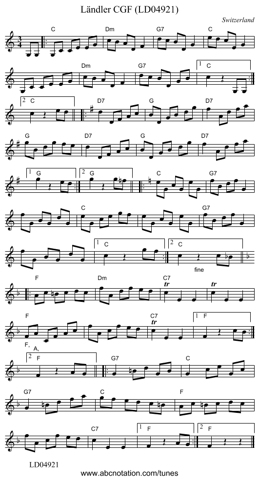 Ländler CGF (LD04921) - staff notation