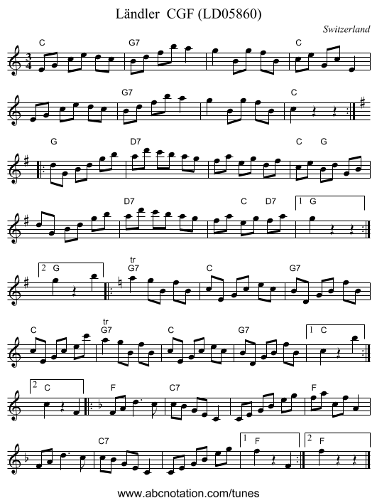 Ländler  CGF (LD05860) - staff notation