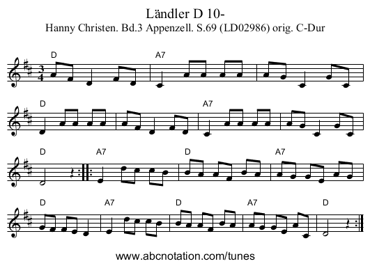 Ländler D 10- - staff notation