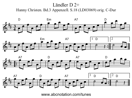 Ländler D 2+ - staff notation