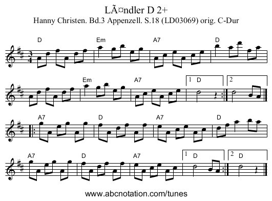 LÃ¤ndler D 2+ - staff notation