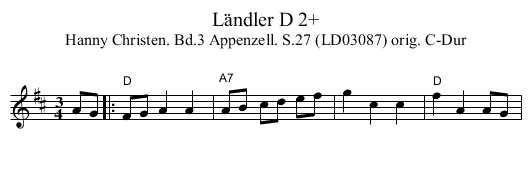 Ländler D 2+ - staff notation