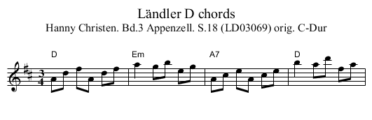 Ländler D chords - staff notation