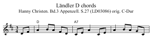 Ländler D chords - staff notation