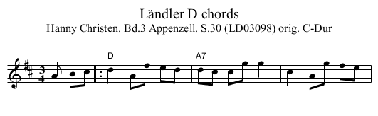 Ländler D chords - staff notation