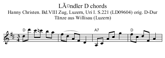 LÃ¤ndler D chords - staff notation