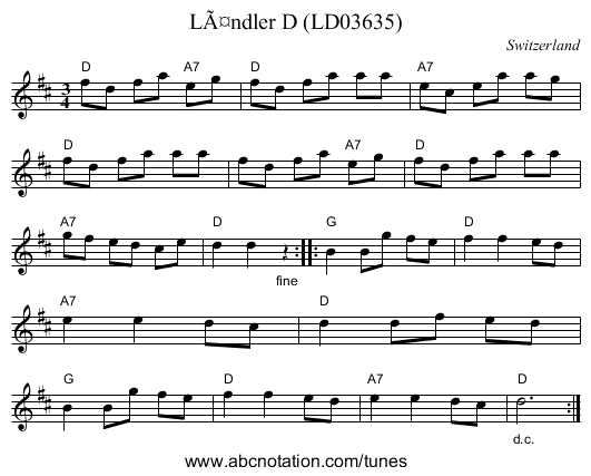 LÃ¤ndler D (LD03635) - staff notation