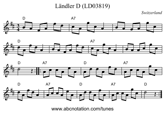 Ländler D (LD03819) - staff notation