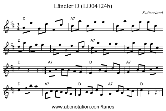 Ländler D (LD04124b) - staff notation