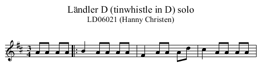 L&auml;ndler D (tinwhistle in D) solo - staff notation