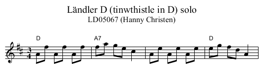 L&auml;ndler D (tinwthistle in D) solo - staff notation