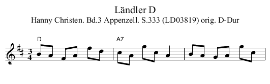 Ländler D - staff notation