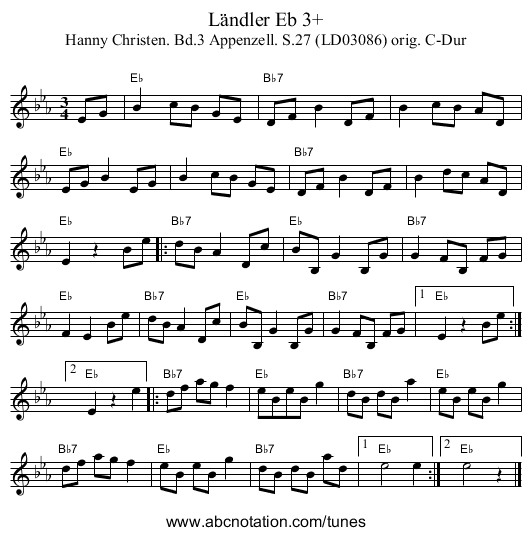 Ländler Eb 3+ - staff notation