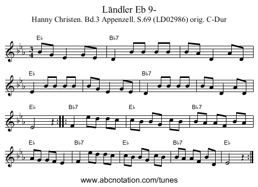 Ländler Eb 9- - staff notation