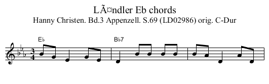 LÃ¤ndler Eb chords - staff notation