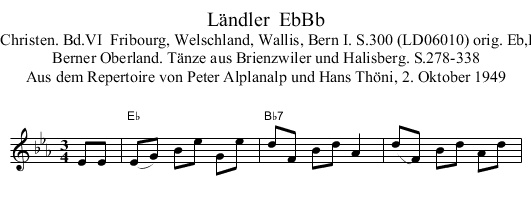 L&auml;ndler  EbBb - staff notation