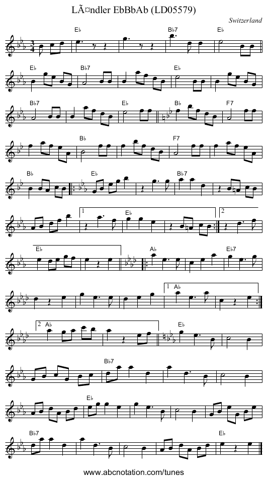 Ländler EbBbAb (LD05579) - staff notation