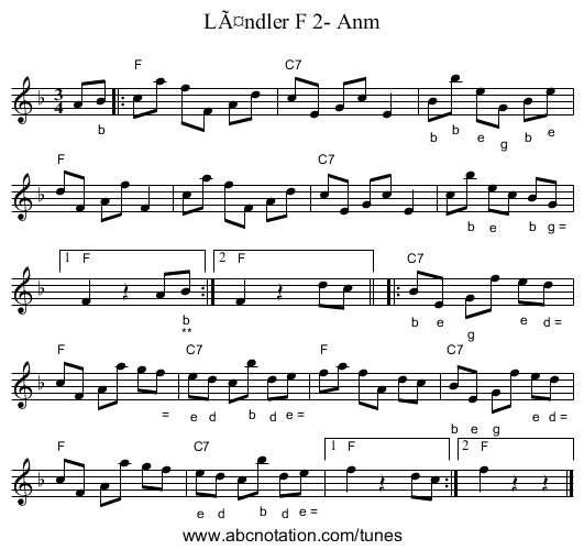 Ländler F 2- Anm - staff notation
