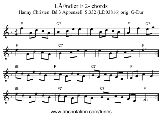 Ländler F 2- chords - staff notation