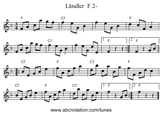 Ländler F 2- - staff notation