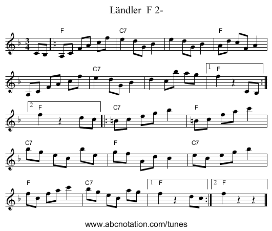 Ländler F 2- - staff notation
