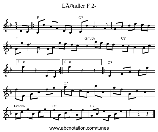 Ländler F 2- - staff notation