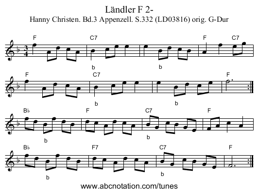 Ländler F 2- - staff notation