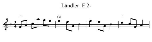 L&auml;ndler  F 2- - staff notation