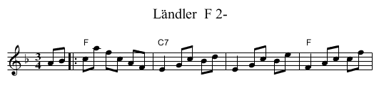 L&auml;ndler  F 2- - staff notation