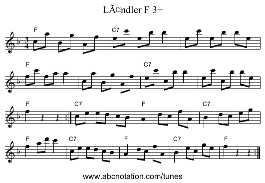 Ländler F 3+ - staff notation