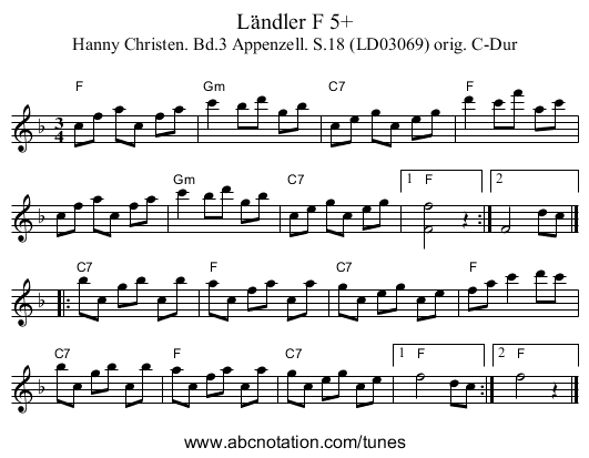 Ländler F 5+ - staff notation