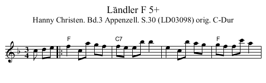 Ländler F 5+ - staff notation