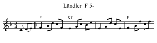 L&auml;ndler  F 5- - staff notation
