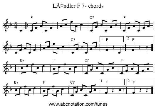 LÃ¤ndler F 7- chords - staff notation