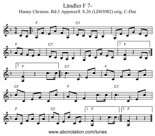 Ländler F 7- - staff notation