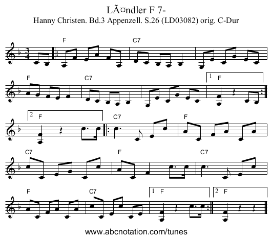 Ländler F 7- - staff notation