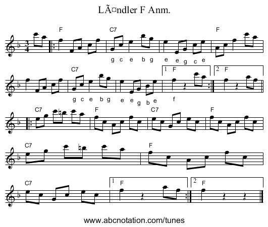 Ländler F Anm. - staff notation
