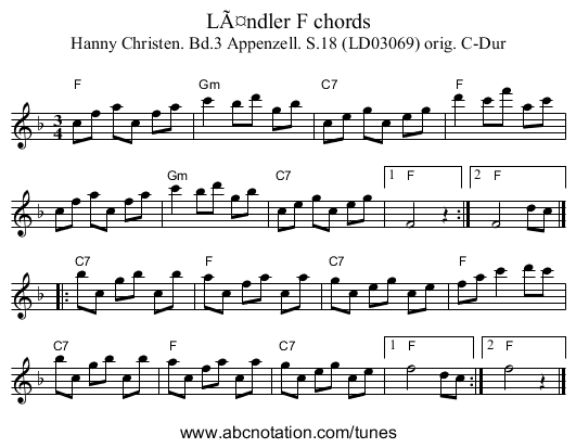 LÃ¤ndler F chords - staff notation