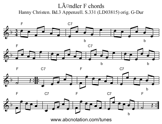LÃ¤ndler F chords - staff notation