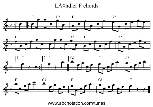 LÃ¤ndler F chords - staff notation