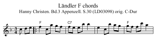 Ländler F chords - staff notation