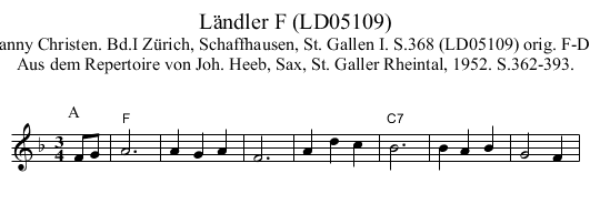 L&auml;ndler F (LD05109) - staff notation