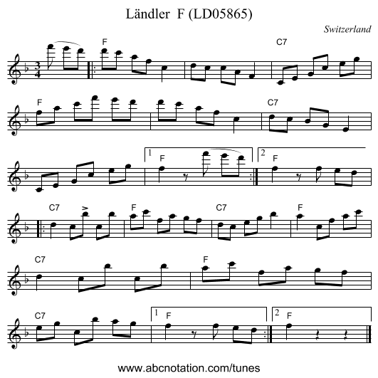 Ländler  F (LD05865) - staff notation