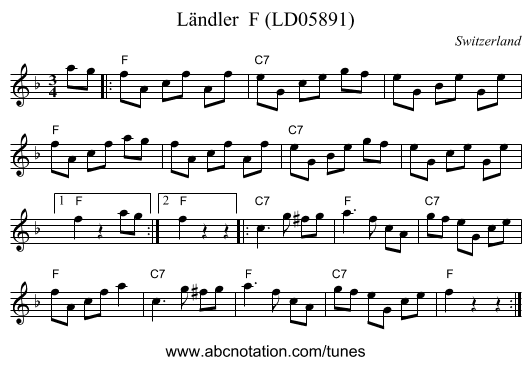 Ländler F (LD05891) - staff notation