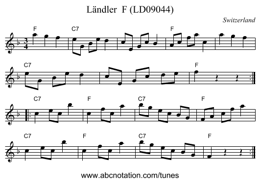Ländler F (LD09044) - staff notation