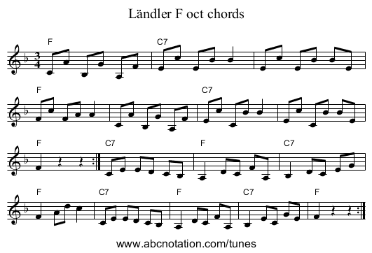 Ländler F oct chords - staff notation